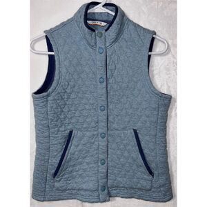 Orvis Women's Quilted Vest Blue Size S Snap Closure Casual Sleeveless